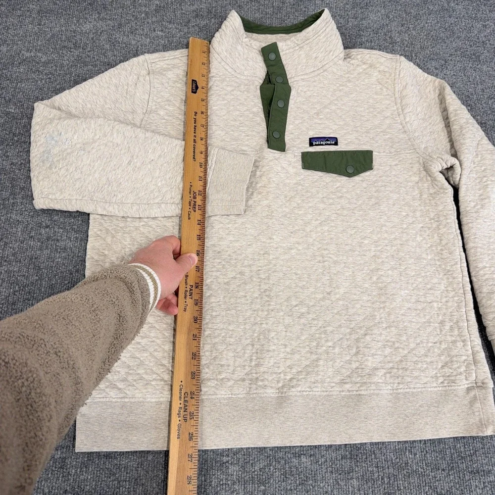 Patagonia Jacket Women 2XL CREAM Green Organic Cotton Quilt Snap-T Pullover READ - Picture 5 of 12